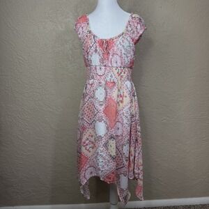 Cottage Fairy Dress Size M Milkmaid Whimsical Y2K Floral Babydoll Assymetrical